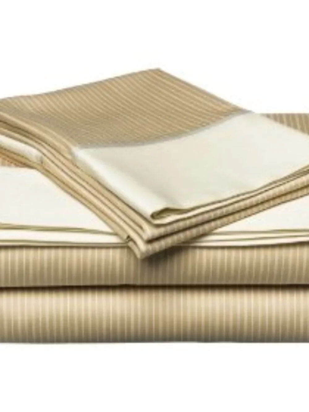 Vintage Full size Deep Fitted Sheet Set~Nautica Oslo Ivory Ecru Tan Stripe~310TC